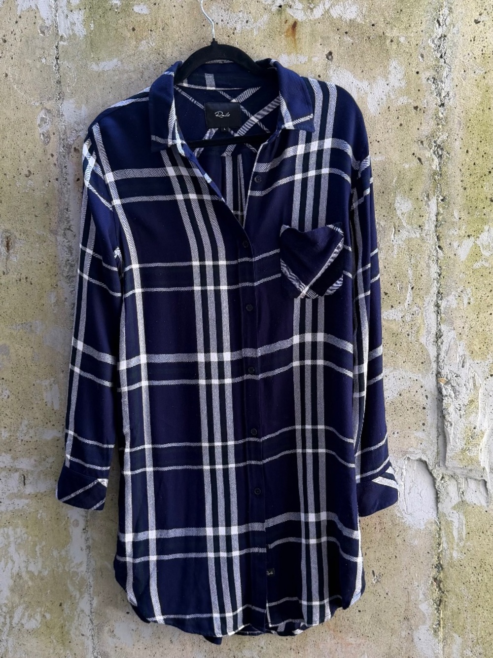 RAILS Plaid Shirt Dress / Tunic, Navy / White, Large